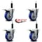 Service Caster 4'' Blue Poly Swivel 1'' Expanding Stem Caster Set Total Lock Brake, 4PK SCC-EXTTL20S414-PPUB-BLUE-1-4 - alternate 4